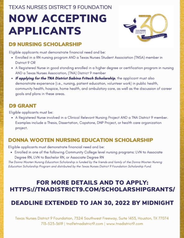 Scholarship/Grants Texas Nurses Association District 9